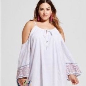 Ava and Viv White Cold Shoulder Boho Dress